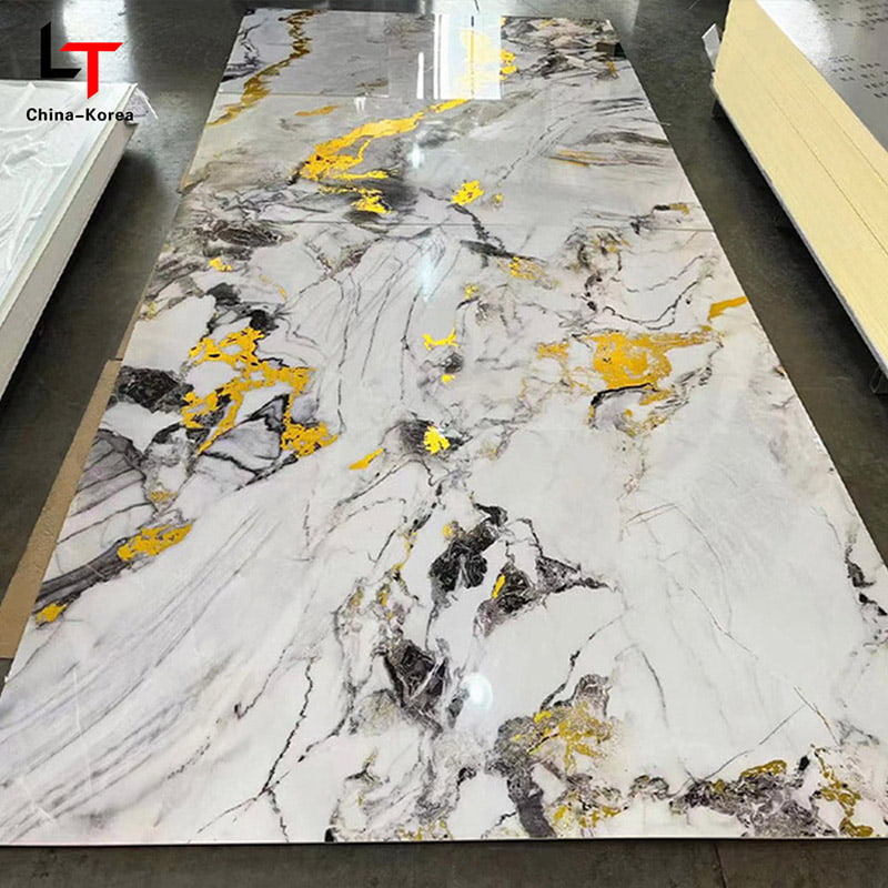 Papan UV PVC 1220×2440mm 3mm kalis air untuk Hiasan panel Dinding Dalaman dengan Kemasan Berkilat Tinggi untuk Hiasan Reka Bentuk Pejabat Rumah