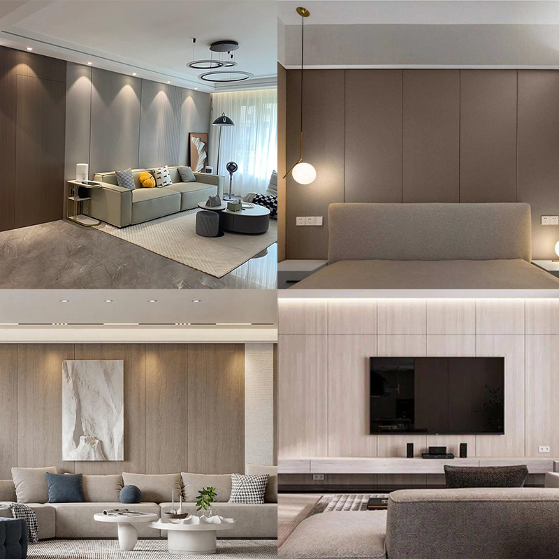 1220×2440mm Mesra Alam PVC Kayu Veneer Bijian Panel hiasan dinding untuk Pelapisan Dinding Dalaman Kalis Air Tahan Calar Mudah Dipasang