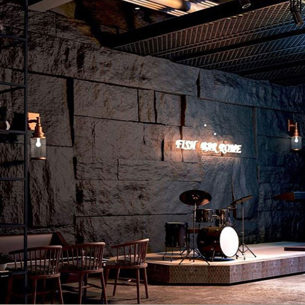 60*30cm Hiasan Lembaran Venir Hiasan Poliuretana Tiruan Panel Dinding Batu Pu Batu Tiruan untuk Rumah