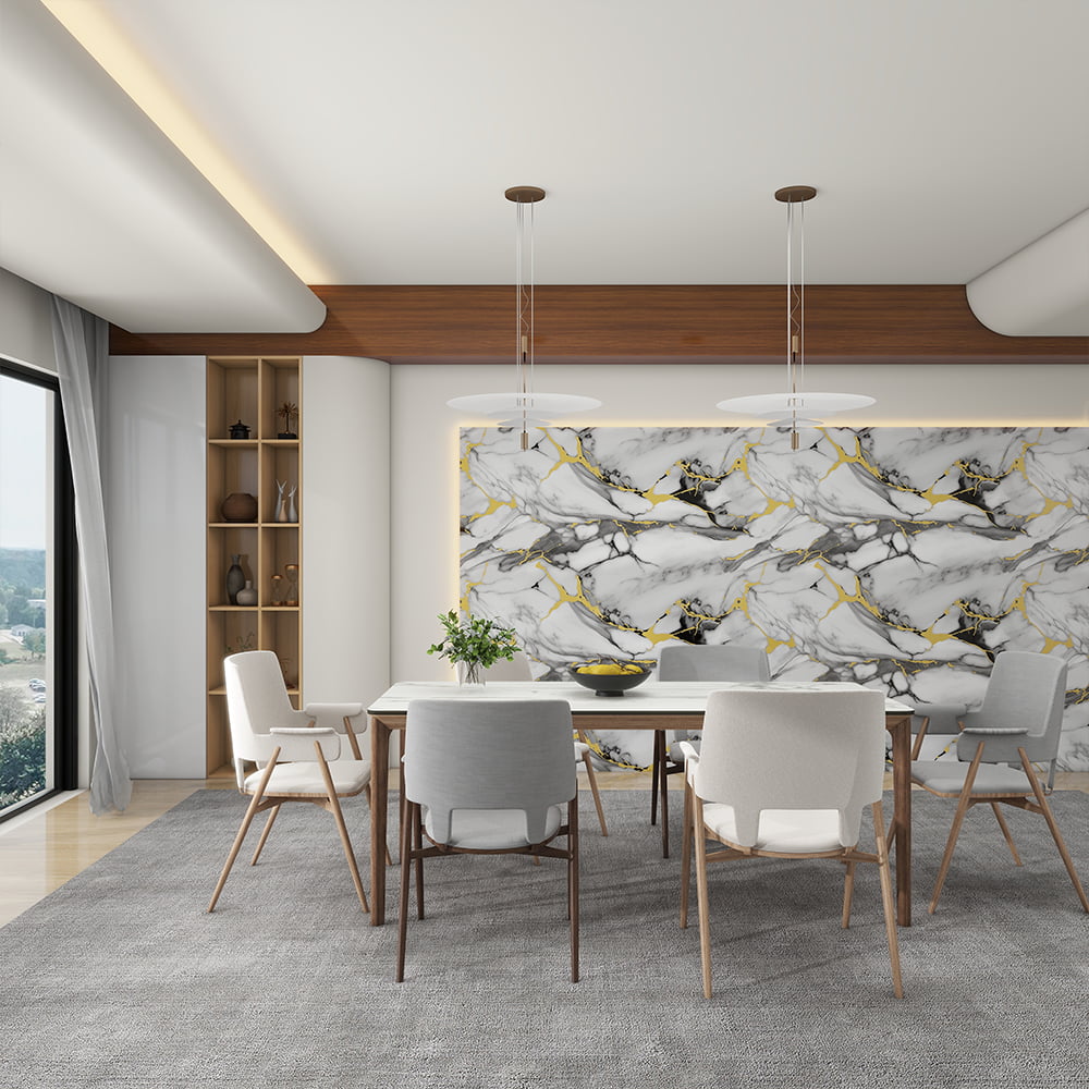 Kertas Dinding Marmar Berkilat Tinggi Moden Roll PVC Pelekat Sendiri Kalis Air Hiasan Rumah Pelekat Lembaran Marmar